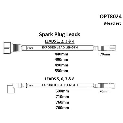 Ignition Lead Set V8 LONG UNIV 90DEG | OPT8024