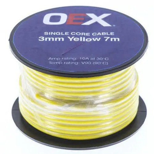 OEX Single Core Automotive Cable 3mm Yellow 7m Roll | ACX0706-7M