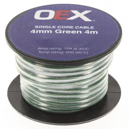 OEX Single Core Automotive Cable 4mm Green 4m Roll | ACX0724-4M