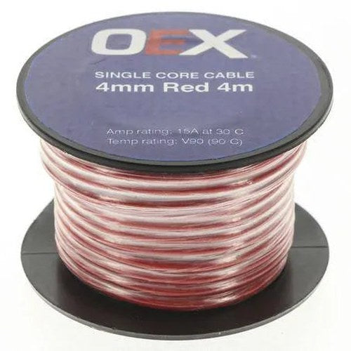 OEX Single Core Automotive Cable 4mm Red 4m Roll | ACX0725-4M