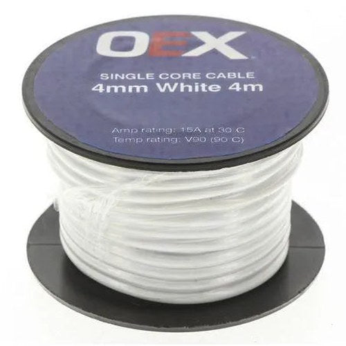 OEX Single Core Automotive Cable 4mm White 4m Roll | ACX0726-4M