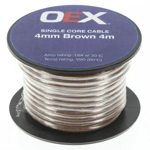 OEX Single Core Automotive Cable 4mm Brown 4m Roll | ACX0728-4M