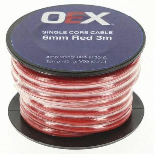 OEX Single Core Automotive Cable 6mm Red 3m Roll | ACX0763-3M