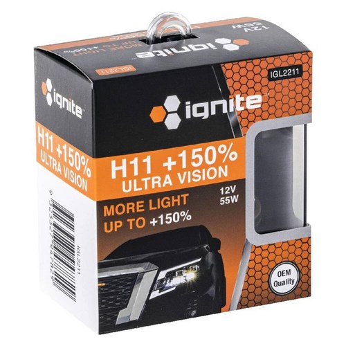 Ignite H11 +150% Halogen Globes 12V 55W, Pack of 2 | IGL2211