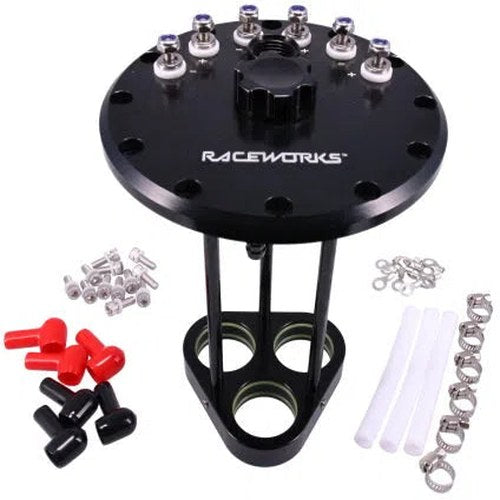 Raceworks Fuel Cell Triple Pump Hanger with Filler, part ALY-195BK