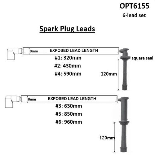 6-Lead Ignition Lead Set for Mitsubishi V6 6G74, part OPT6155