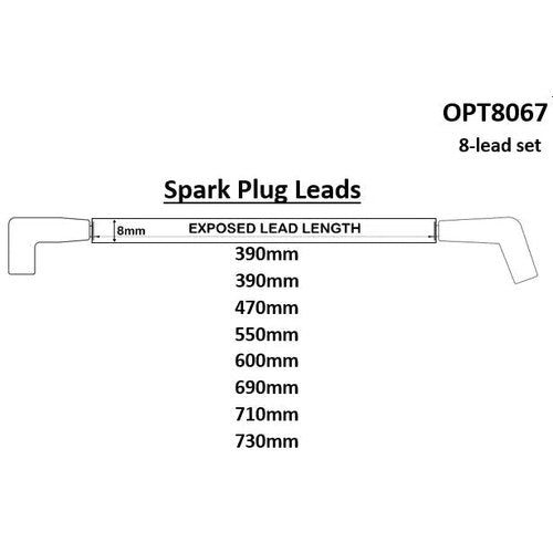 V8 Lead Set Red Straight Universal, part OPT8067
