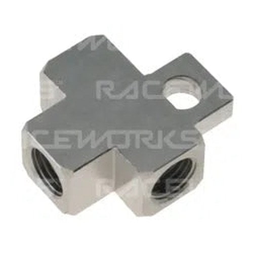 Raceworks Inverted Female Tee 3/8IN 24 with Mounting Tab | RWF-385-SS