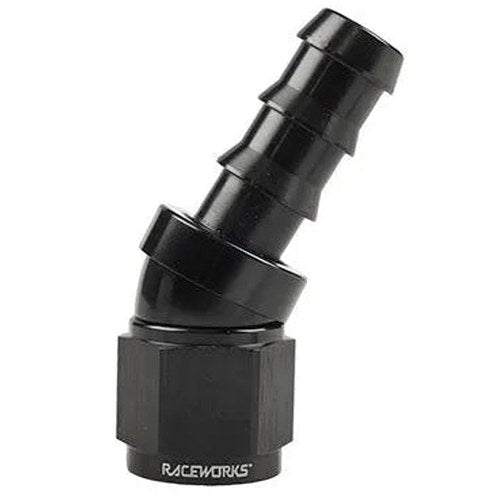Raceworks 30 Degree Push Lok Hose End | RWF-407-04BK