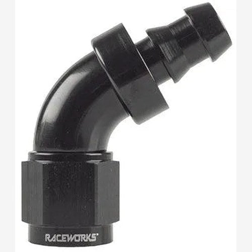 Raceworks 60 Degree Push Lok Hose End | RWF-408-04BK