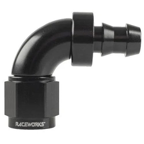 Raceworks 90 Degree Push Lok Hose End | RWF-403-04BK