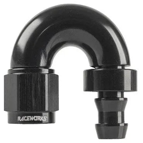 Raceworks 180 Degree Push Lok Hose End | RWF-406-04BK