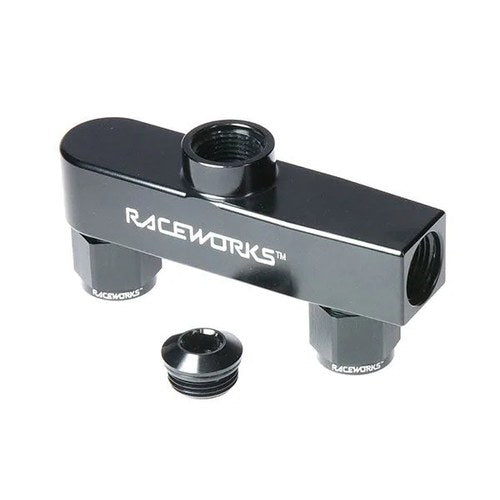 Raceworks Fuel Pump Outlet Log 76mm | RWF-940-08BK