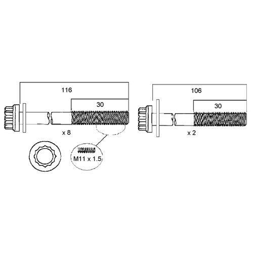 Permaseal Head Bolt Set for Kia A5D | HBS126