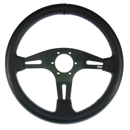 Raceworks Flat Leather Steering Wheel 350MM | VPR-194BK