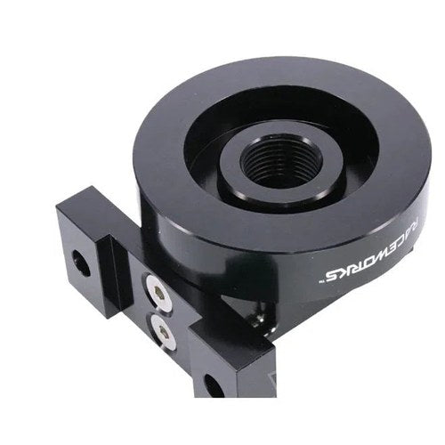 Raceworks Billet Top-Entry Remote Oil Filter Mount | ALY-225BK