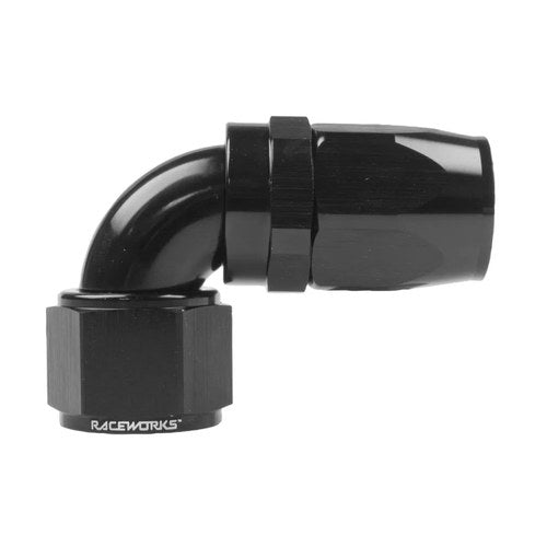 Raceworks Male ORB Swivel Cutter Hose End AN-8 90deg | RWF-153-08BK