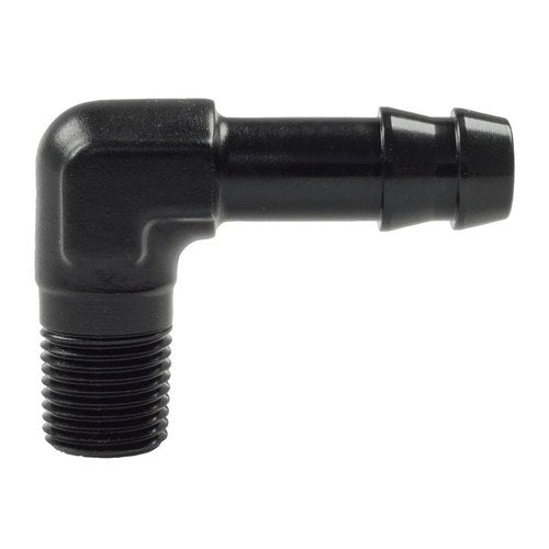 Raceworks NPT Male to Barb 90 Fitting | RWF-423-02-03BK