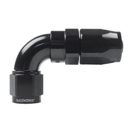 Raceworks Male ORB Swivel Cutter Hose End AN-6 90deg | RWF-153-06BK