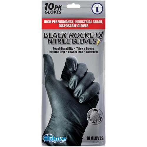 TGC Black Rocket Nitrile Disposable Gloves XL 10-Pack | 130104