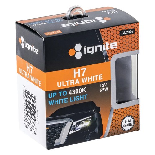 Ignite H7 Halogen Globes 12V 55W 4300K, Pack of 2 | IGL2007