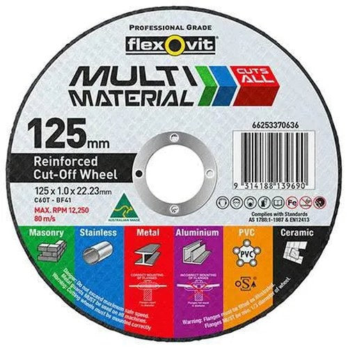 Flexovit Ultra-Thin Cut-Off Wheel 125 x 1 x 22.23mm | 66253370636