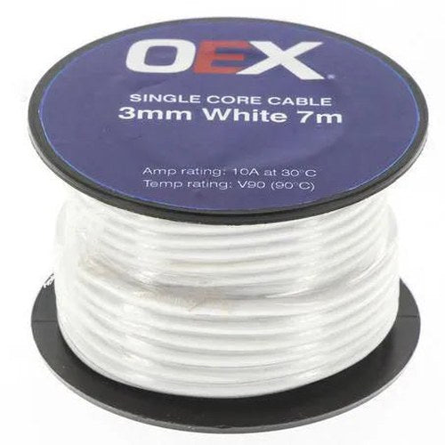 OEX Single-Core Automotive Cable 3mm White 7m | ACX0703-7M
