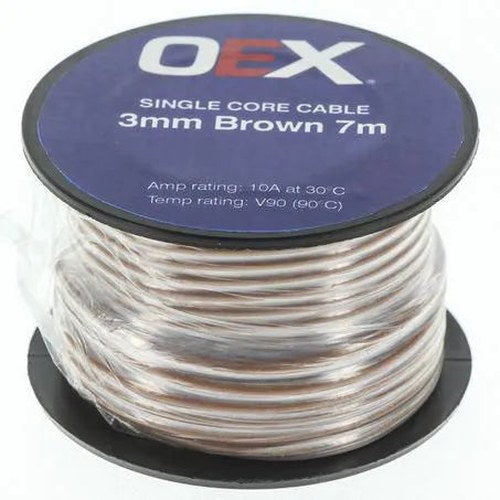 OEX Single Core Automotive Cable 3mm Brown 7m Roll | ACX0705-7M