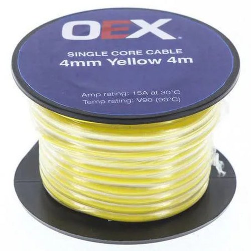 OEX Single Core Automotive Cable 4mm Yellow 4m Roll | ACX0729-4M