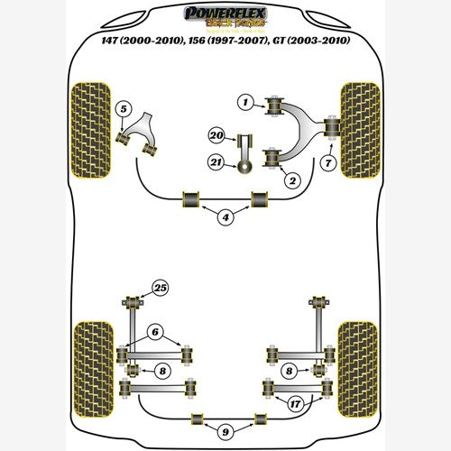Powerflex Black Stabiliser to Chassis Bush | PFF1-822BLK