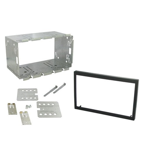 Universal Double DIN Fascia and Cage Kit, 110mm Black | YE-ISO3
