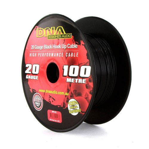 Dna 20 Gauge Black Hook-Up Cable, 100 Metres | AWP1220